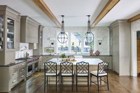 kitchen with shiny hardwood floors