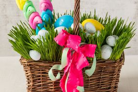 Rye Grass Easter Basket with Eggs and Peeps