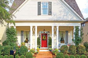 Farmhouse Curb Appeal with Red Front Door