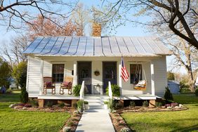 North Carolina Cotton Mill Village House Exterior with Two Front Doors and Metal Roof