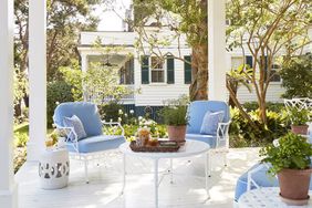  Julia Engel of Ga Meets Glam Charleston, SC Home Front Porch with Blue Seating