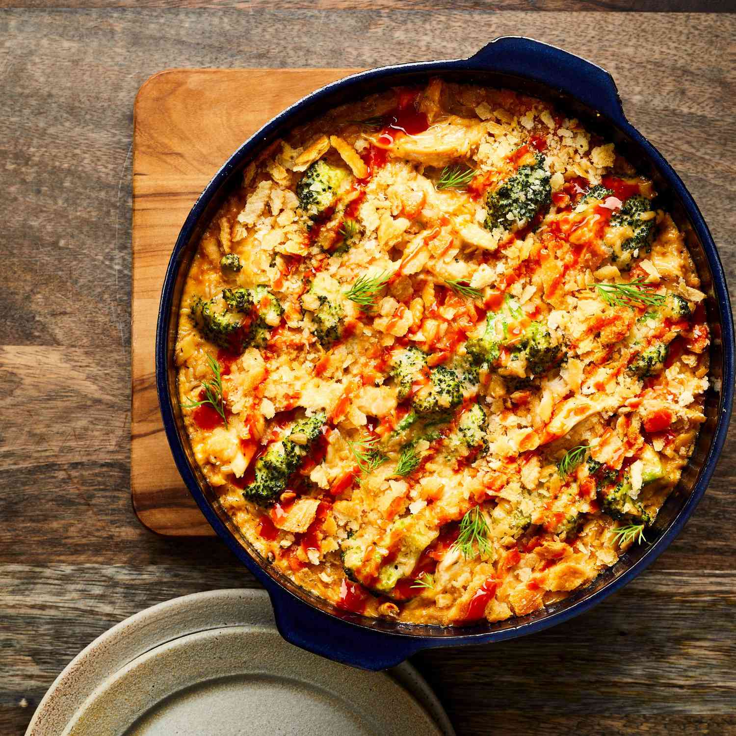 Buffalo Ranch Chicken-Broccoli Casserole