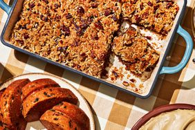 Southern Living Oatmeal Cake in the pan to serve