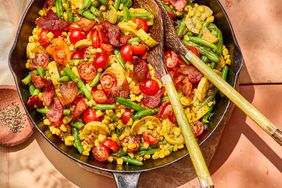 Southern Living Three Sisters Succotash in the skillet to serve 