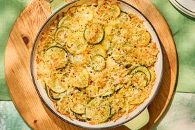 Southern Living Summer Squash Skillet in the skillet ready to serve