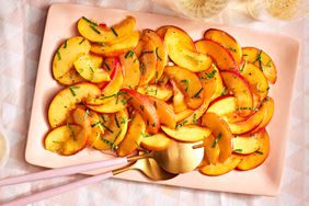 Southern Living Green Peach Salad on a platter to serve 