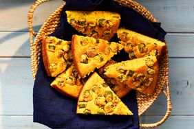 Southern Living Fried-Okra Cornbread in a basket to serve