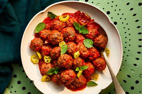 Greek diner meatball in bowl