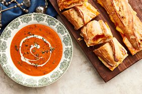 Southern Living Ultimate Tomato Soup And Big Batch Fancy Grilled Cheese ready to serve