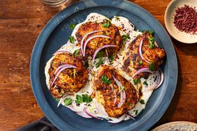 Southern Living Sumac Chicken Thighs on a plate to serve 