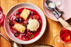 Southern Living Muscadine Dumplings in a bowl to serve with ice cream 