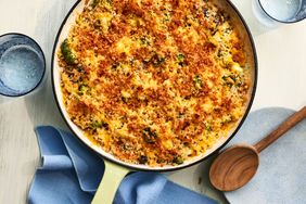 Southern Living One-Pan Broccoli-Rice Casserole in the pan ready to serve 