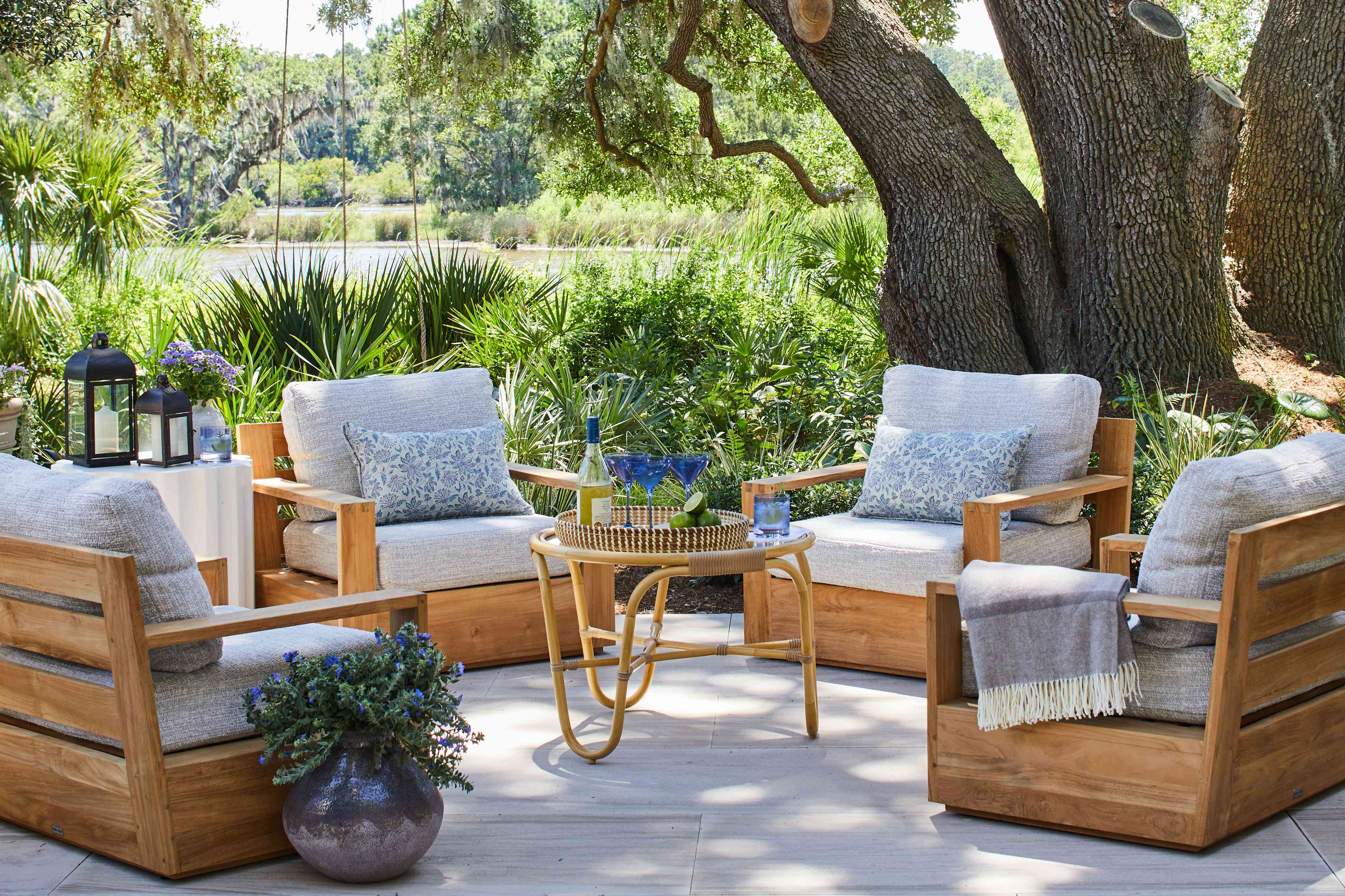 Kiawah River Idea House 2024 patio under oak tree