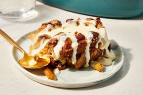 Southern Living Apple Bread pudding on a plate to serve