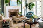 Living Room with Sisal Rug and Palm Leaves