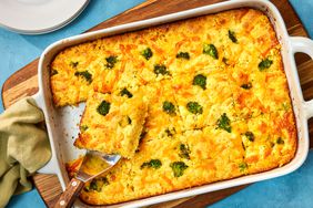 Broccoli Cornbread in baking dish - Southern Living