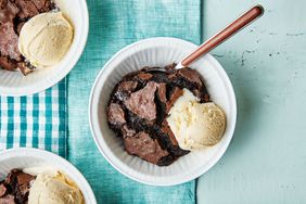 Southern Living Brownie Pudding in bowls to serve with ice cream