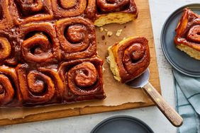 Southern Living Caramel Rolls on a serving board 