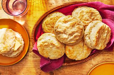 Southern Living Cathead Biscuits in a basket to serve with butter 