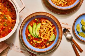 Southern Living Chicken Tortilla Soup in bowls to serve