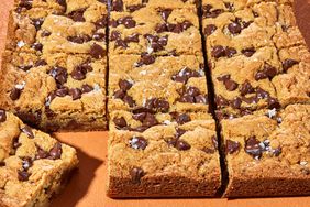 Southern Living Chocolate Chip Blondies sliced and ready to serve 