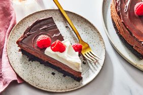 Southern Living Chocolate Mousse Cake sliced on a plate to serve