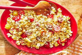 Southern Living Corn and Tomato Salad in a serving bowl to serve