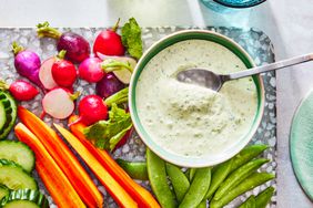 Southern Living Creamy JalapeÃ±o Dip in a bowl to serve with vegetables. 