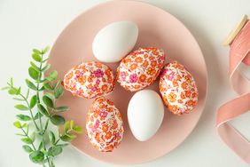 Pink and Orange Floral Fabric Wrapped Easter Eggs