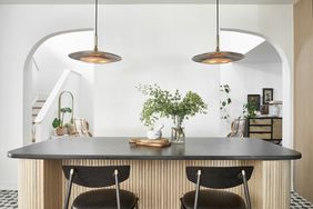 Two Pendants Hanging Over Kitchen Island