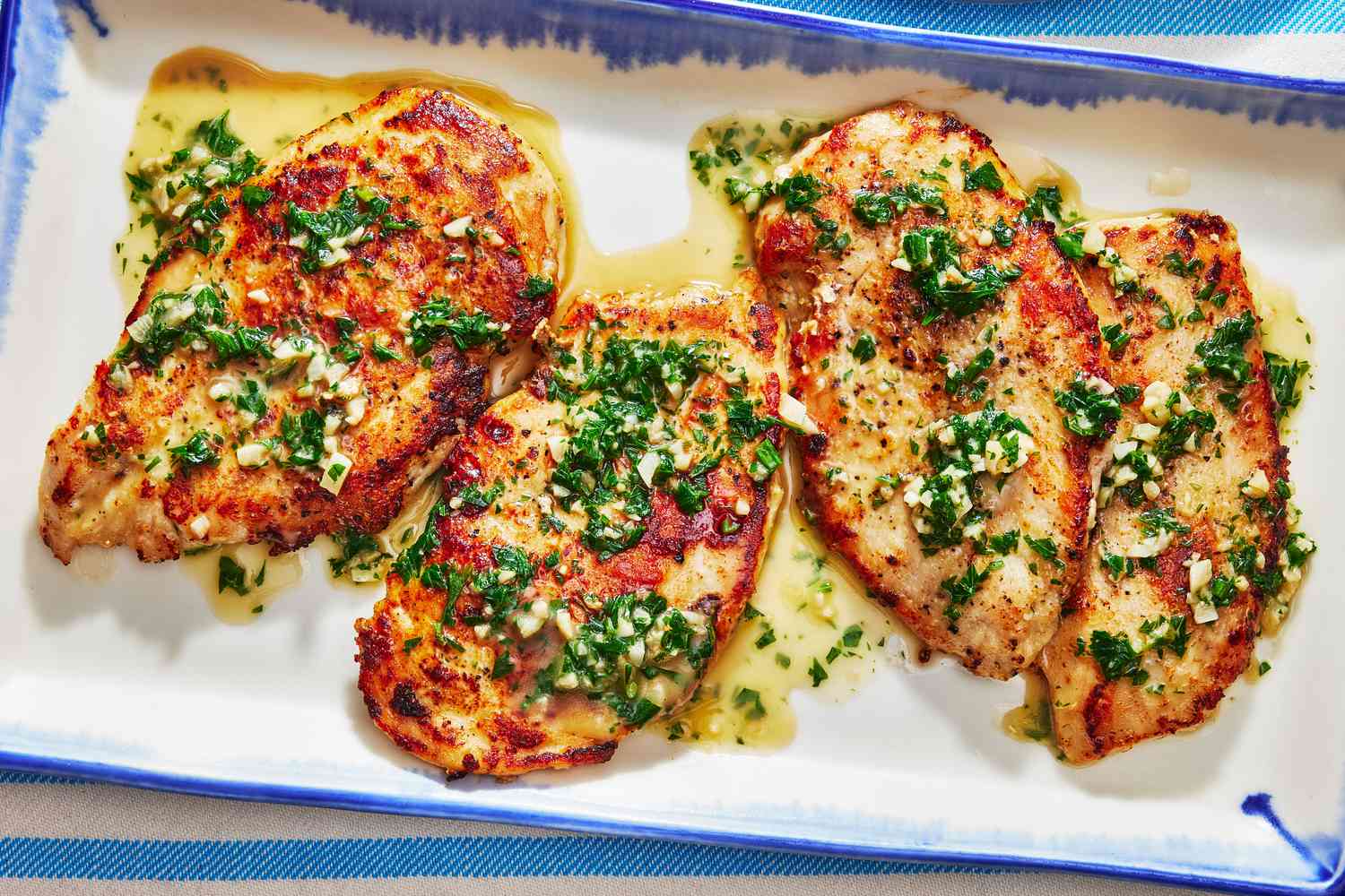 Southern Living Garlic Butter Chicken on a platter ready to serve 