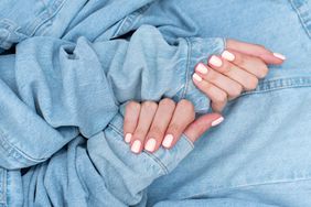 Pink Nails with Chambray Shirt