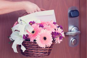 Basket of Flowers Bing Delivered to the Door