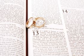 Two Wedding Rings on Bible