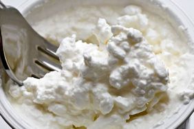 cottage cheese on a fork