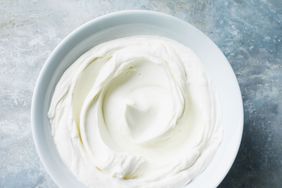 a bowl of thick white yogurt