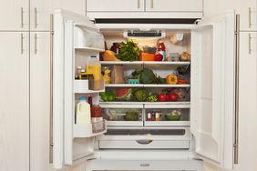 view of inside of refrigerator with healthy food 