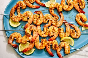 Southern Living Easy Grilled Shrimp on a platter to serve