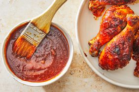 Southern Living Homemade BBQ Sauce ready to serve with barbecue chicken