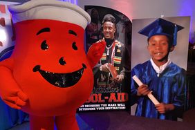 The Kool-Aid Man with Kool-Aid McKinstry's photo at the 2024 NFL Draft