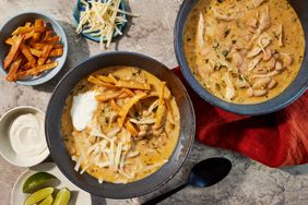 Southern Living Instant Pot White Chicken Chili in bowls to serve