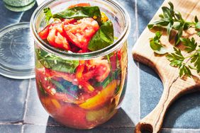 Southern Living Marinated Tomatoes in the jar ready to serve 