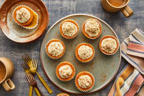 Southern Living Mini Pumpkin Cheesecakes on a platter to serve