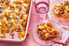 Southern Living Peach Bread Pudding on plates to serve 