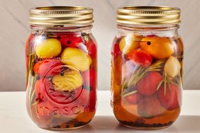 pickled cherry tomatoes in jars