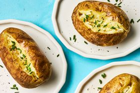 Southern Living Quick Baked Potato on plates to serve 