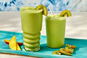 Southern Living Mango-Kiwi Green Smoothie in glasses to serve 