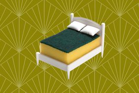 One of the best white elephant gifts, a Ototo Clean Dreams sponge holder, on a green patterned background.