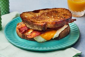 Southern Living Bacon Egg and Cheese Sandwich on a plate to serve