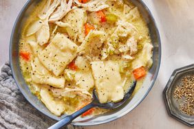 Southern Living Slow Cooker Chicken and Dumplings in a bowl to serve